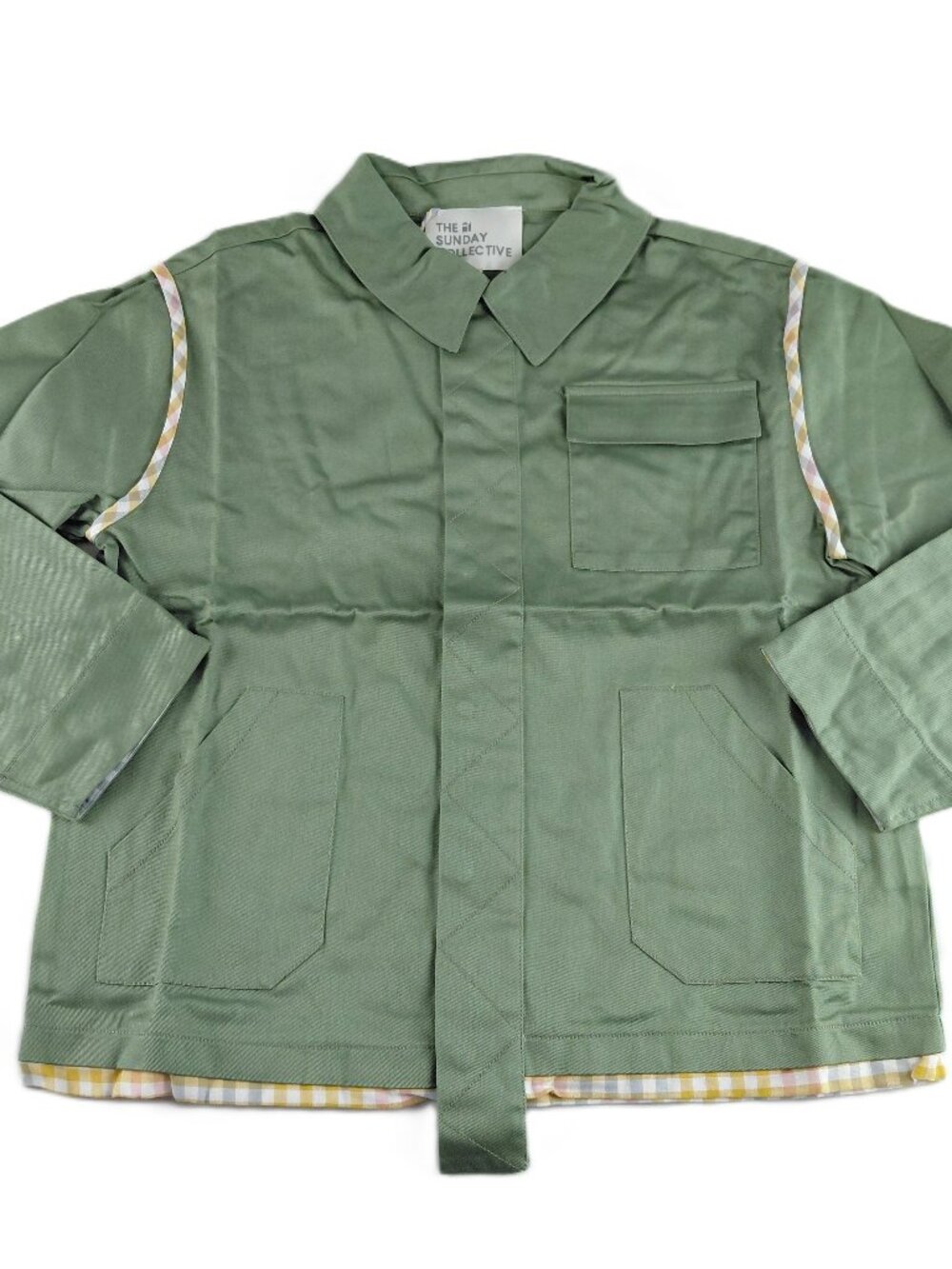 The Sunday Collective Snap Front Collared Jacket Kids Size 10-11Y Green